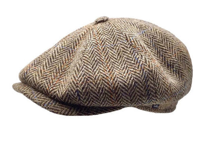 HARRIS-TWEED Mütze herringbone braun  Bakerboy