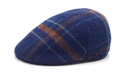 Hanley Tweed Mütze Schiebermütze blau/grün kariert