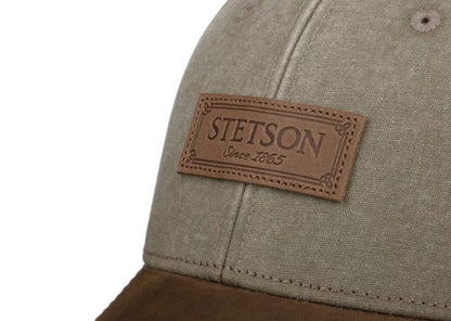 STETSON Mütze  BASECAP Lederschirm American oliv/braun UPF40+ Sommer größenverstellbar